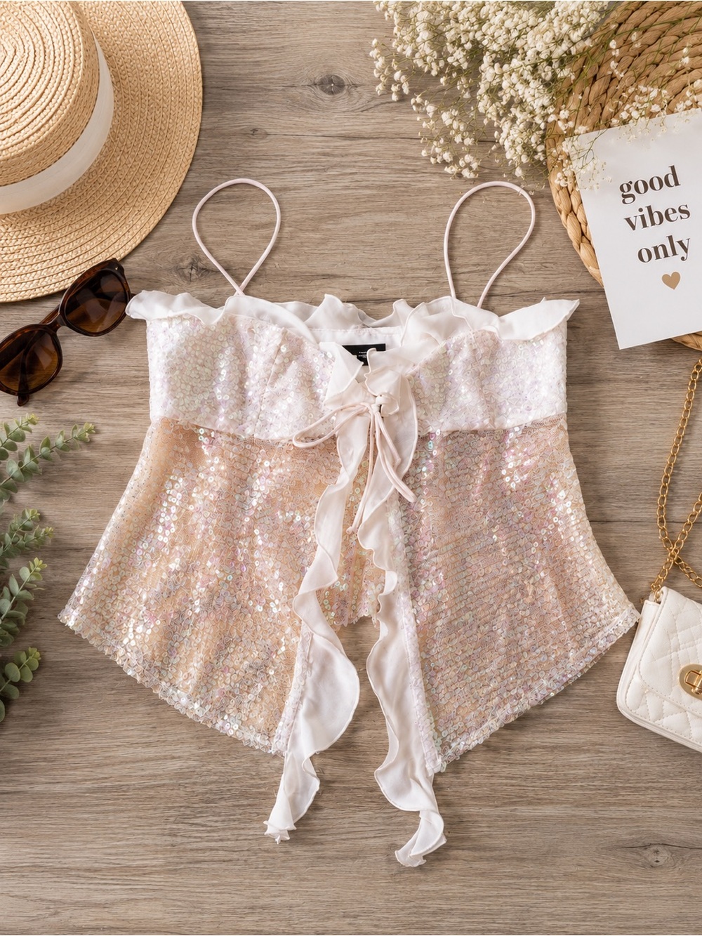 Zara Cream Ruffled Tie-Front Camisole